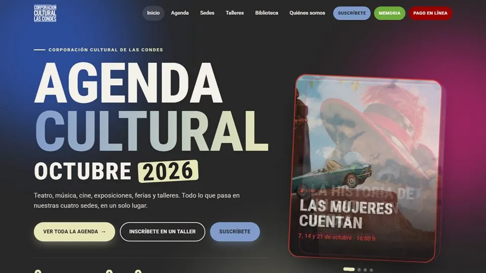 Captura del sitio de la Corporación Cultural de Las Condes