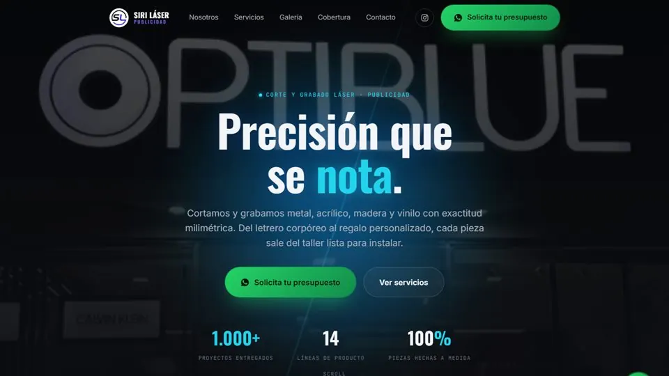 Captura del sitio de Siri Láser Publicidad